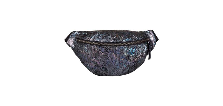 Metallic Black Leather Fanny Pack 30x16.2 cm