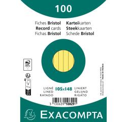 Fichas de cartulina bristol 205 g/m2 - Rayado - 105x148 mm - Amarillo