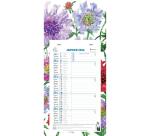 Calendrier mensuel Fleurs avec feuillets détachables 15,5 x 28,5 cm sur support plaque imprimée 19 x 41 cm 2026 - Visuels assortis