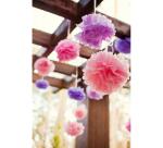 PAPIER DE SOIE, Set de 3 pompons à suspendre Ø30x1 et Ø40x2 - Rose