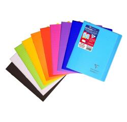Cahier piqué Koverbook 17x22cm 96 pages ligné + marge couverture polypropylène transparent - Assortis