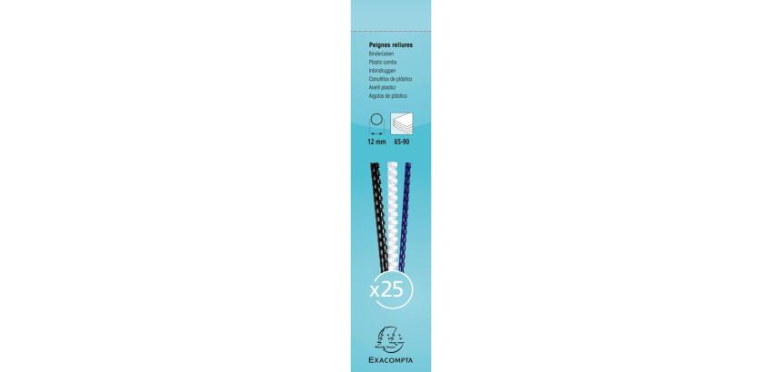 Boite 25 reliures spirales plastique 12mm