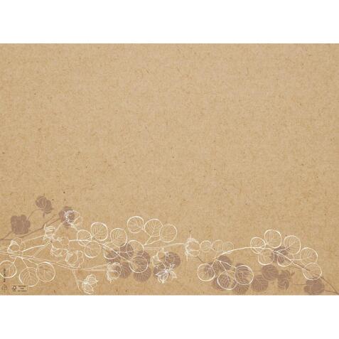 Schachtel mit 400 Tischsets, geprägtes Recyclingpapier 80g/m2, Kraft floral - Format 30x40cm - Floral