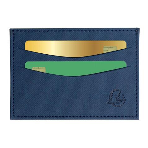 Porte-cartes horizontal avec poches centrales Denim - Bleu