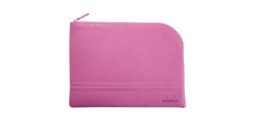 Rhodiarama pochette zippée en simili cuir - taille L (21x28 cm) - Lilas
