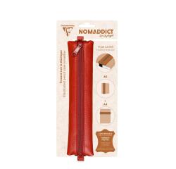 Trousse plate en cuir à élastique Age Bag 20x4,5 cm - Rouge