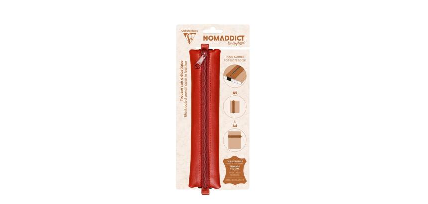 Trousse plate en cuir à élastique Age Bag 20x4,5 cm - Rouge