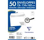 Paquet de 50 Enveloppes Blanches C6-114x162mm - Auto-Adhésives - 90g/m2 - Blanc