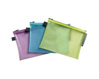 Transparente Tasche/Etui mit Reißverschluss, flexibles Recycling-PP, Kollektion Pop'N Co - Farben sortiert