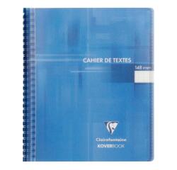 Cahier de textes reliure intégrale Koverbook 17x22cm 148 pages grands carreaux couverture polypropylène transparent - Assortis