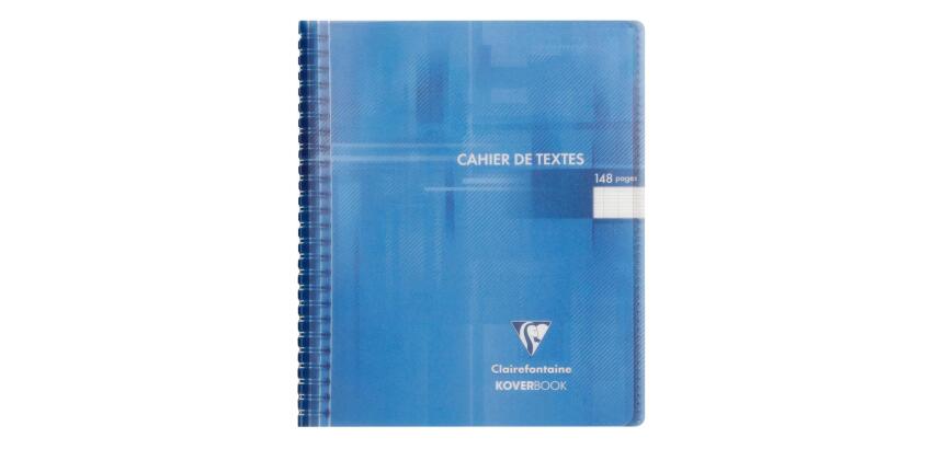 Cahier de textes reliure intégrale Koverbook 17x22cm 148 pages grands carreaux couverture polypropylène transparent - Assortis