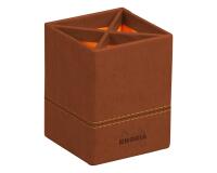 Rhodiarama pot à crayons simili cuir italien 8x8x11 cm - Cuivre
