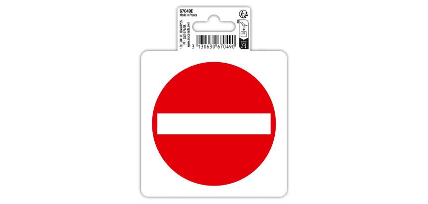 Panneau PVC adhésif antidérapant Sens interdit 10 cm - Rouge