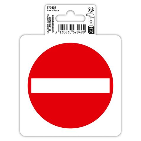 Panneau PVC adhésif antidérapant Sens interdit 10 cm - Rouge