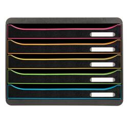 Módulo individual BIG-BOX PLUS HORIZON, 5 cajones, STOP de seguridad, porta-etiquetas - 270x355x271 mm - Black Office - Negro/arlequín