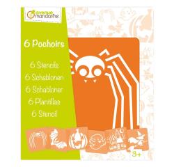 Set de 6 pochoirs enfants, Halloween - Orange