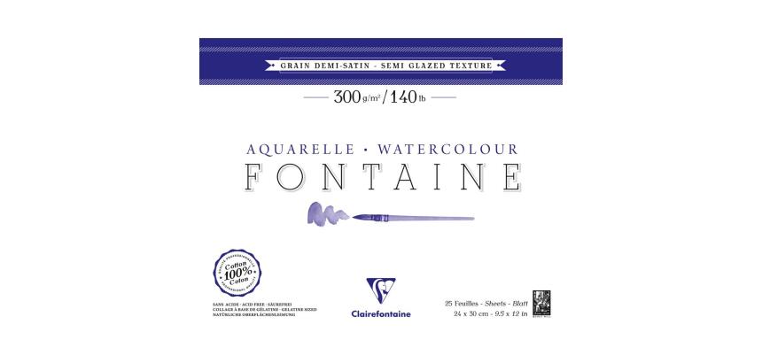 Fontaine bloc collé 4 côtés 25F 24x30cm 300g grain demi-satiné