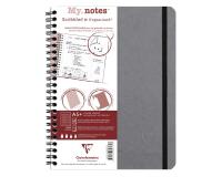 My.Notes Age Bag carnet reliure intégrale à marges détachables A5+ 120 pages détachables ligné + cadre en-tête - Gris