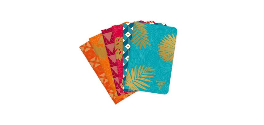 Carnet piqûre textile Neo Deco Collection Mi-Saison 11x17 cm 96 pages ligné motifs assortis papier ivoire - Assortis