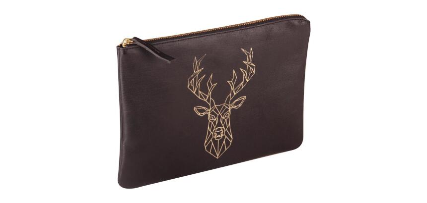 BLACK FOREST Pochette universelle 27x19 cm, Cerf - Noir et doré