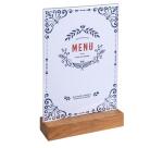 Stand up sign holder w.wood base A5 port - Crystal