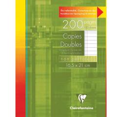 Copies doubles sous étui 16,5x21cm 200 pages non perforées ligné + marge - Blanc