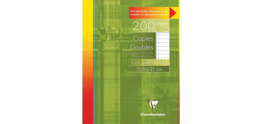 Copies doubles sous étui 16,5x21cm 200 pages non perforées ligné + marge - Blanc