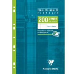 Feuillets mobiles sous étui A4 200 pages perforées ligné + marge
