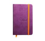 Rhodiarama hardcover notitieboekje 9x14 cm, 96 blad effen ivoorkleurig papier van 90g, sluiting met elastiek - Paars|
