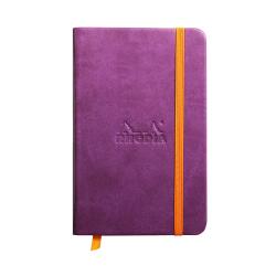 Rhodiarama carnet rembordé rigide 9x14 cm 192 pages uni papier ivoire 90g fermeture élastique - Violet