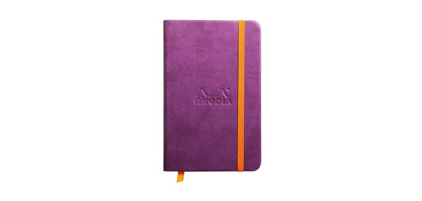 Rhodiarama Notizbuch A6, fester Einband, 96 Blatt blanko, Papier elfenbein, mit Gummizugverschluss - Violett