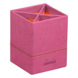 Rhodiarama pot à crayons simili cuir italien 8x8x11 cm - Fuchsia
