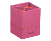 Rhodiarama pot à crayons simili cuir italien 8x8x11 cm - Fuchsia
