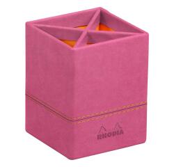 Rhodiarama pot à crayons simili cuir italien 8x8x11 cm - Fuchsia