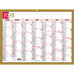 Calendrier Tricolore 22 x 29,5 cm Semestriel 2026 - rouge, noir et or