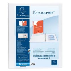 Classeur personnalisable rigide 2 poches KreaCover - 2 anneaux en D 20mm - A4 maxi - Blanc