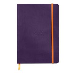 Rhodiarama carnet souple AUBERGINE A5 160 pages dot papier ivoire 90 g/m2, fermeture élastique - Aubergine