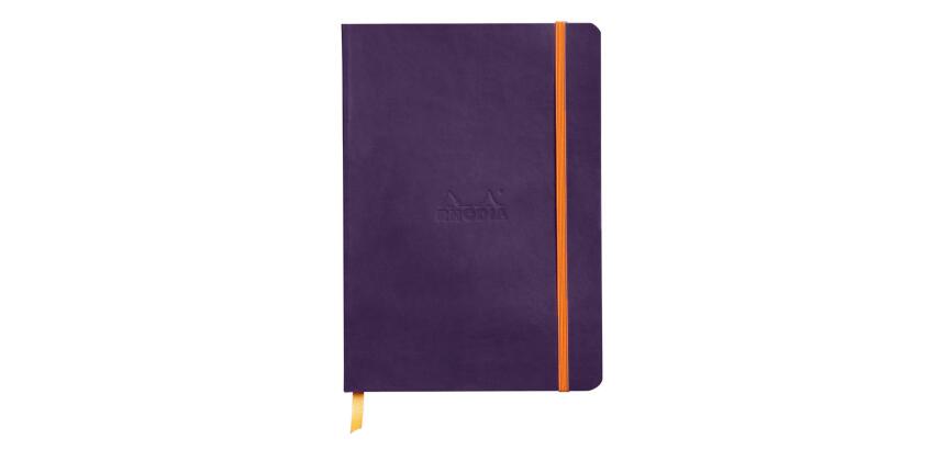 Rhodiarama carnet souple AUBERGINE A5 160 pages dot papier ivoire 90 g/m2, fermeture élastique - Aubergine