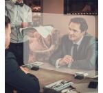 Exacompta - réf. 81358D - ExaScreen Ecran de protection ou cloisonnette contre les postillons pour bureau open-space - call center - restaurants H58cmxL158cm - à fixer kit de fixation fourni - Cristal