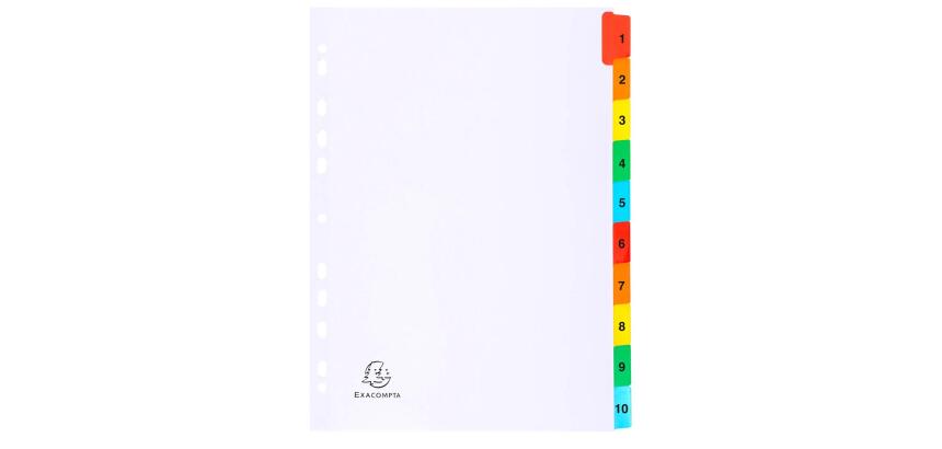 Intercalaires imprimés numériques carte blanche 160g 10 positions - A4 - Blanc