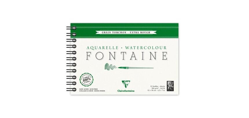 Fontaine album spiralé 12F 12x18cm 300g grain torchon