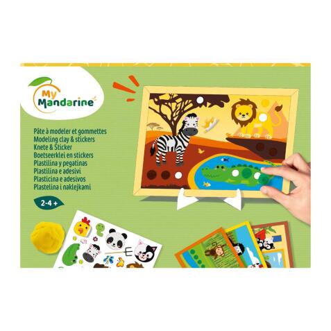 Coffret pâte à modeler gommettes animaux - Vert