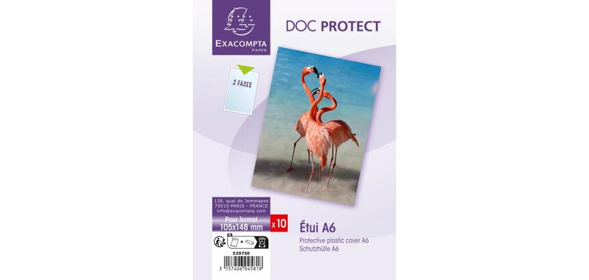 Sachet de 10 étuis de protection simple PVC lisse 20/100e - A6 - Cristal
