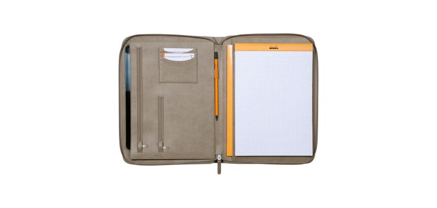 Rhodiarama grand conférencier pour bloc ou carnet format A4 - Taupe