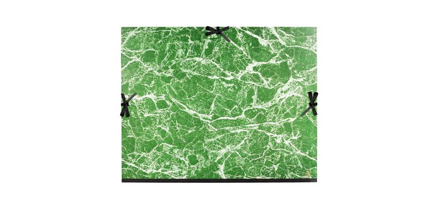 Carpetas de dibujo jaspeada barnizada con cierre de cintas de tela - 61x76 cm para archivar B2 ( 50x70,7 cm) - Lomo de tela: 3 cm - Verde