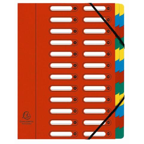 Clasificador Exacompta Harmonika con ventanas con gomas Nature Future cartulina lustrada 24 compartimentos - Rojo