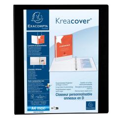 Classeur PP personnalisable Kreacover - 4 anneaux en D 30mm - A4 maxi - Noir