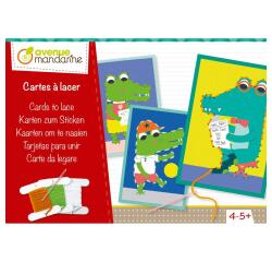 Boîte créative, Cartes à lacer, Famille Croco - Multicolore