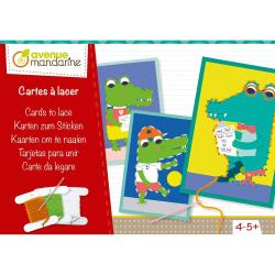 Boîte créative, Cartes à lacer, Famille Croco