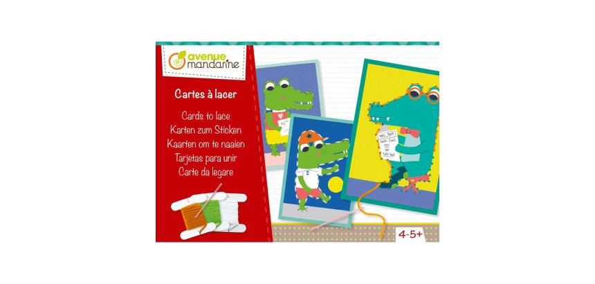 Boîte créative, Cartes à lacer, Famille Croco - Multicolore